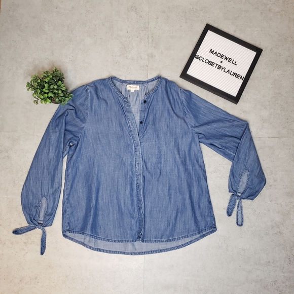 Madewell Tops - Madewell Denim Tie Sleeve Blouse